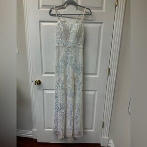 Blondie Nites White and Blue Sequin Dress